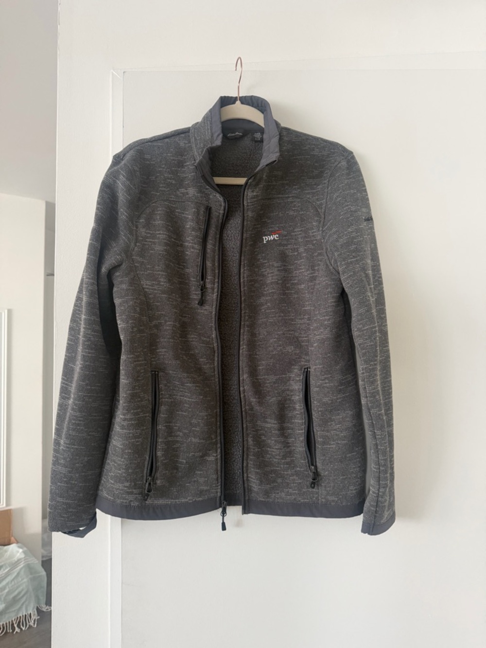 Unisex Men's / Women’s Heathered Gray Zip-Up Jacket
